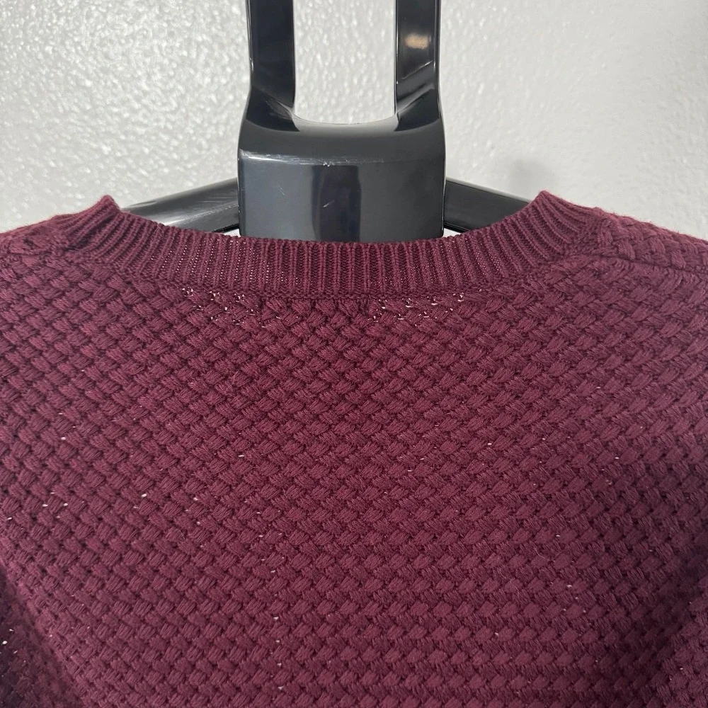 Lety & Me‎ Burgundy Basketweave Knit Sweater with Elbow Patches Womens Medium